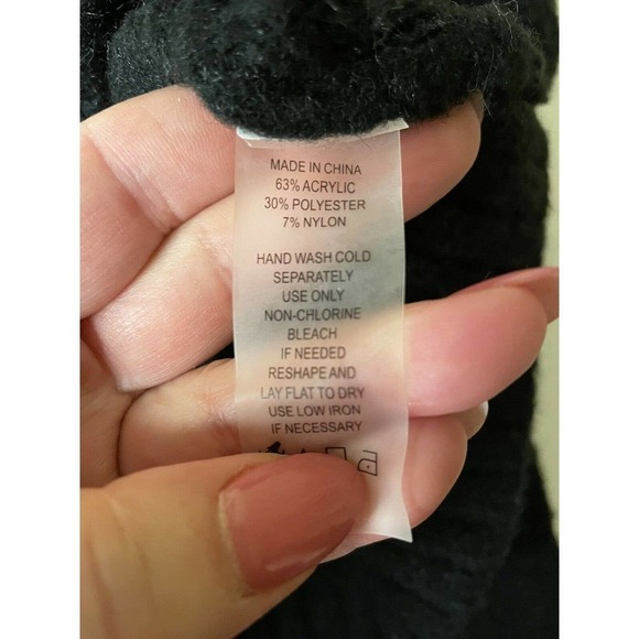 Vince Camuto Chunky Oversized Soft Turtleneck Quarter Zip Black Sweater Small - Picture 8 of 8